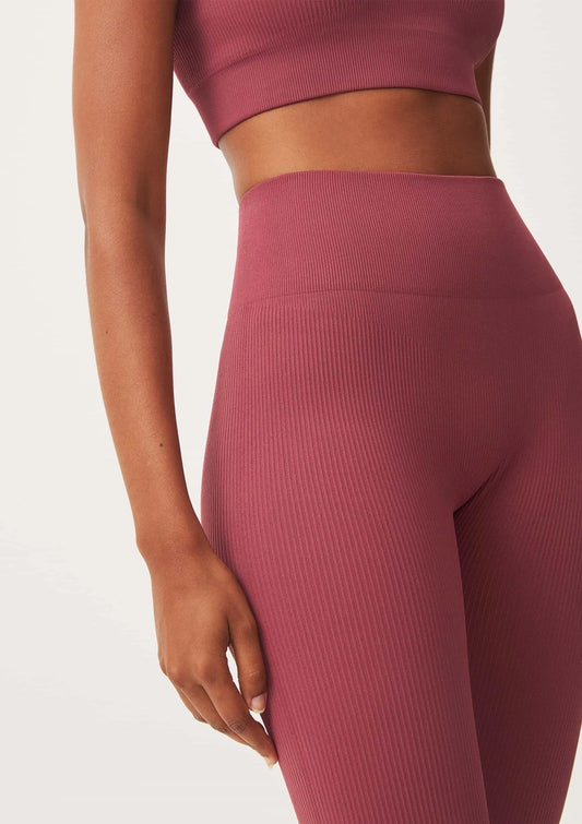 Calça legging feminina canelada sem costura