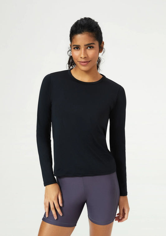 Camiseta esportiva feminina manga longa proteção uv